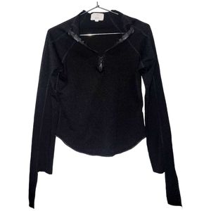 Tribe Kelley Zip Mock Neck Fitted LS Tee